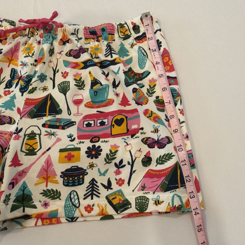 Little Blue House Womens L Pajama Shorts PJ Girly Glamping Sleep Lounge Campcore - Picture 11 of 15